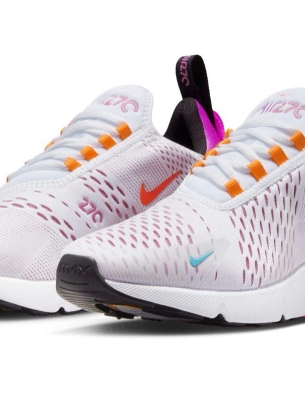 Nike White Sneakers with Pink, Purple & Orange Accents